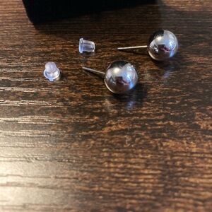 Vintage large silver tone ball earrings